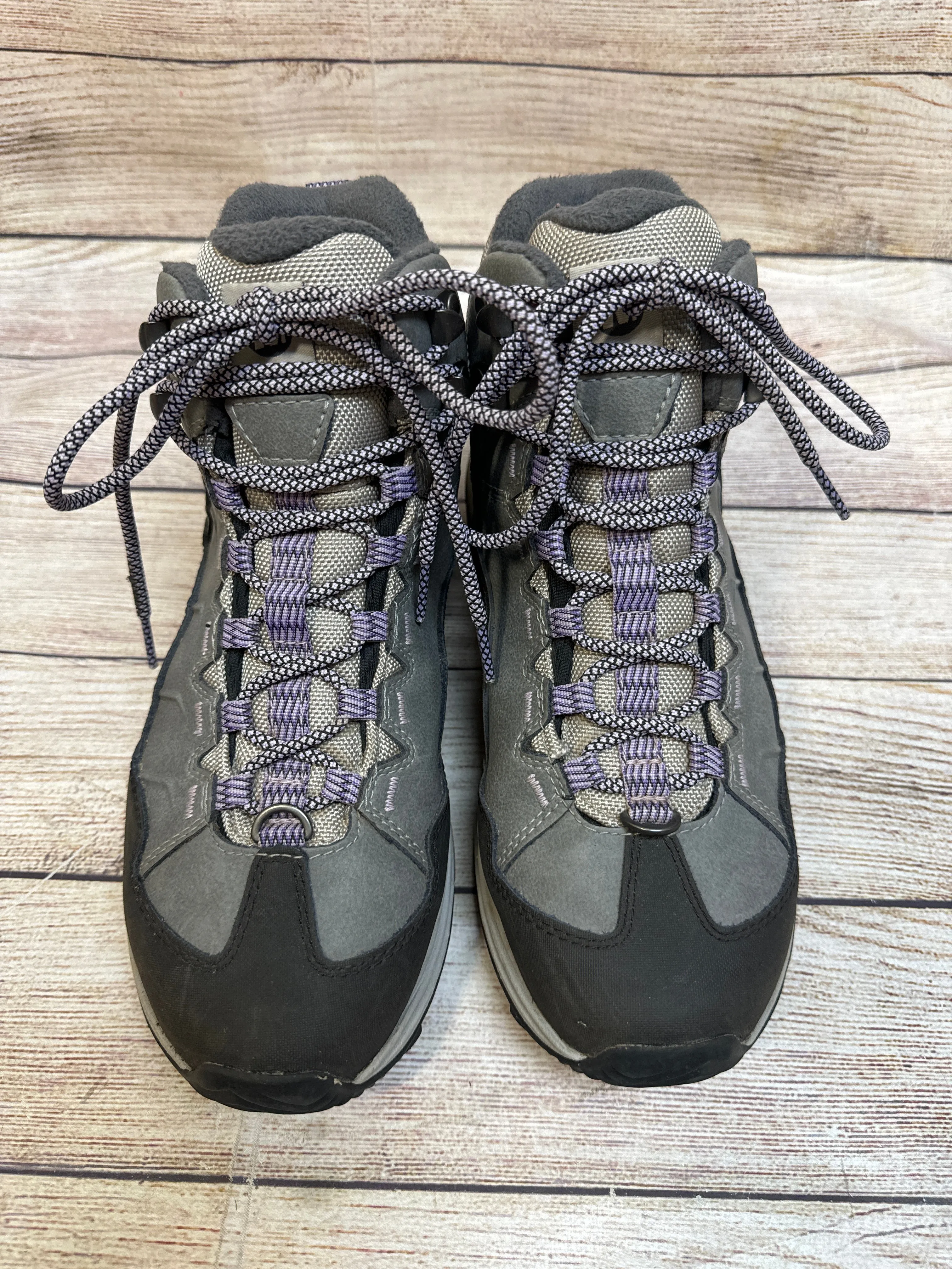 Boots Hiking By Merrell In Grey & Purple, Size: 7