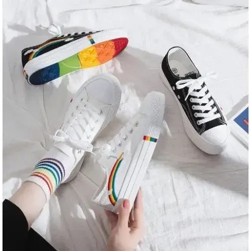 Cute Rainbow And Clouds Sneakers