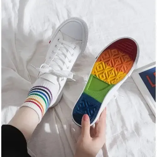 Cute Rainbow And Clouds Sneakers