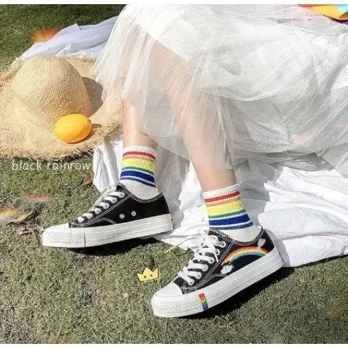 Cute Rainbow And Clouds Sneakers