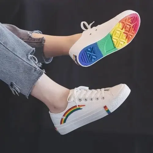 Cute Rainbow And Clouds Sneakers