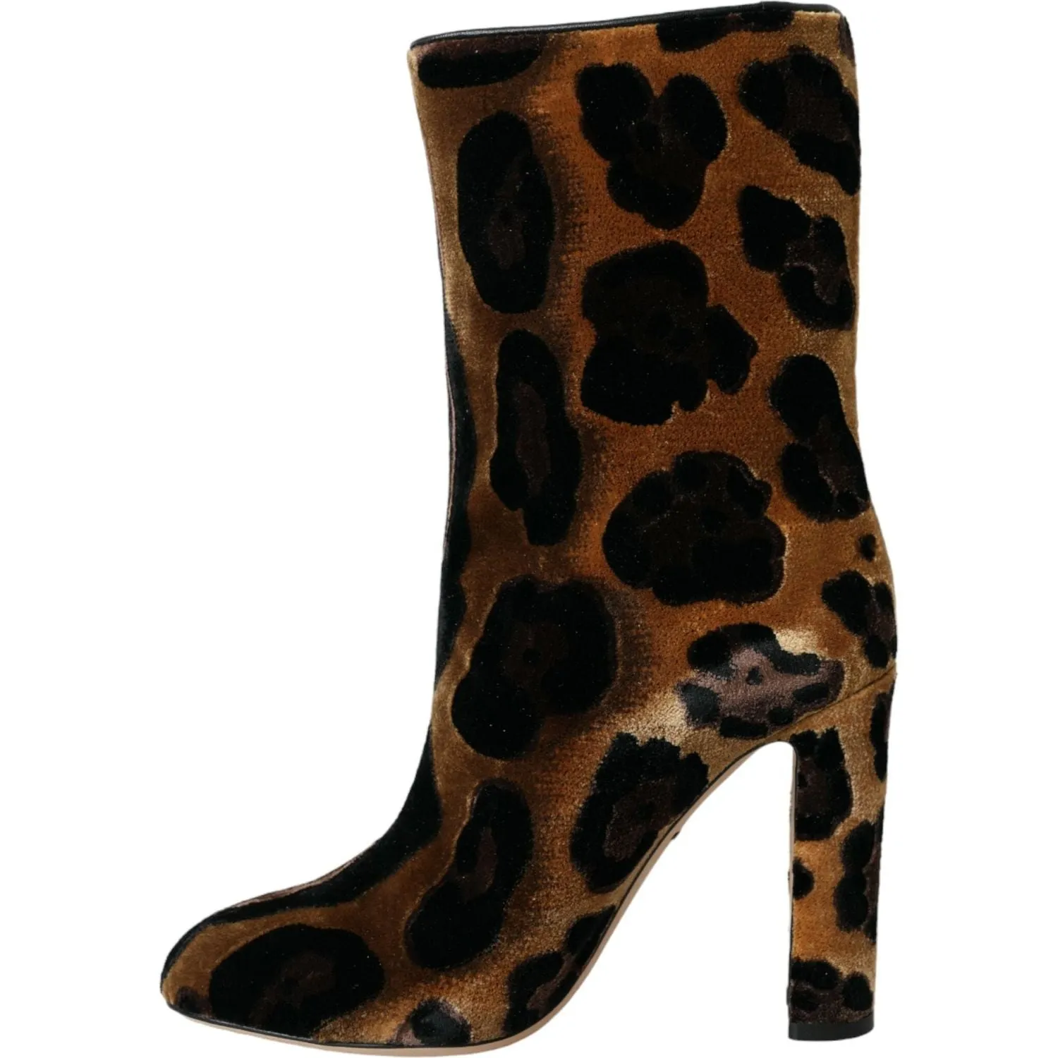 Dolce & Gabbana Brown Giraffe Leather Mid Calf Boots Shoes