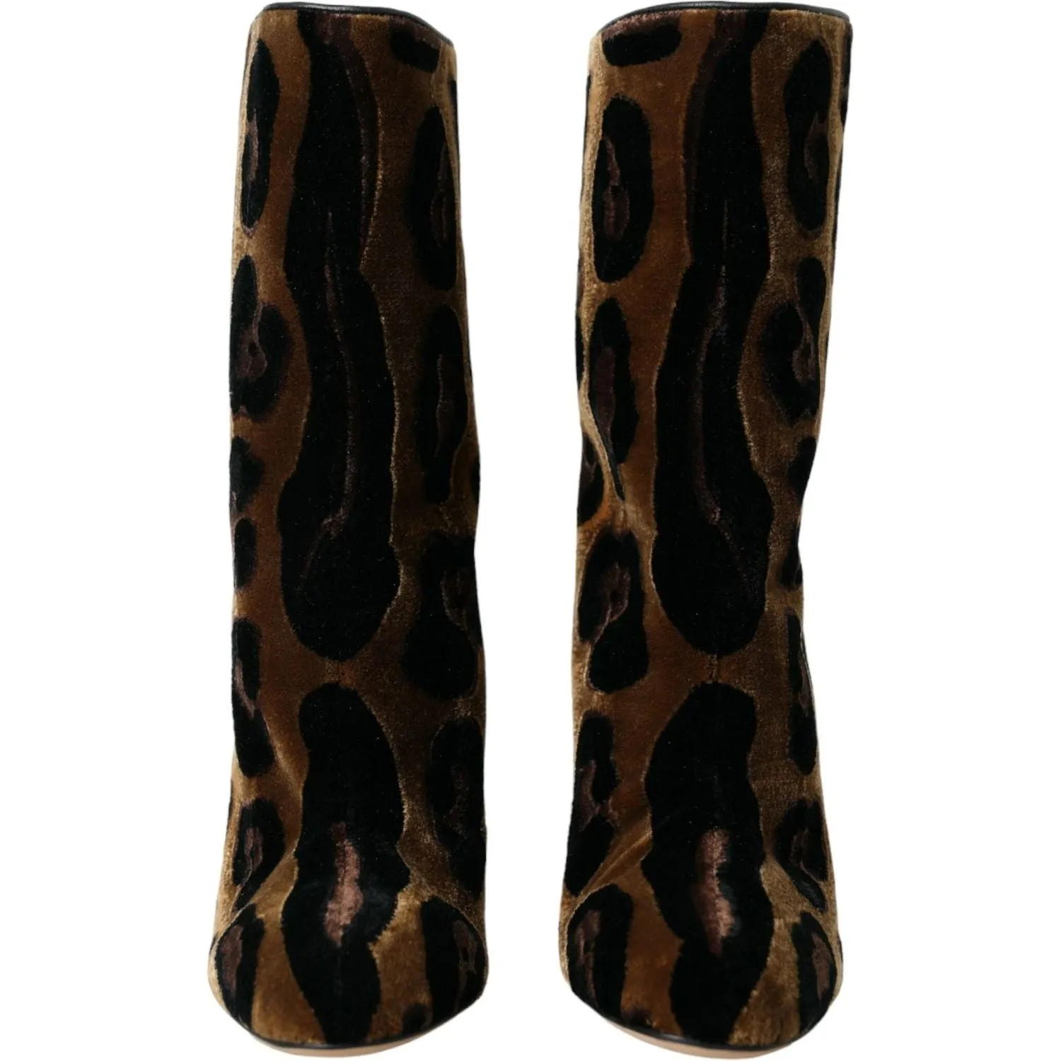 Dolce & Gabbana Brown Giraffe Leather Mid Calf Boots Shoes