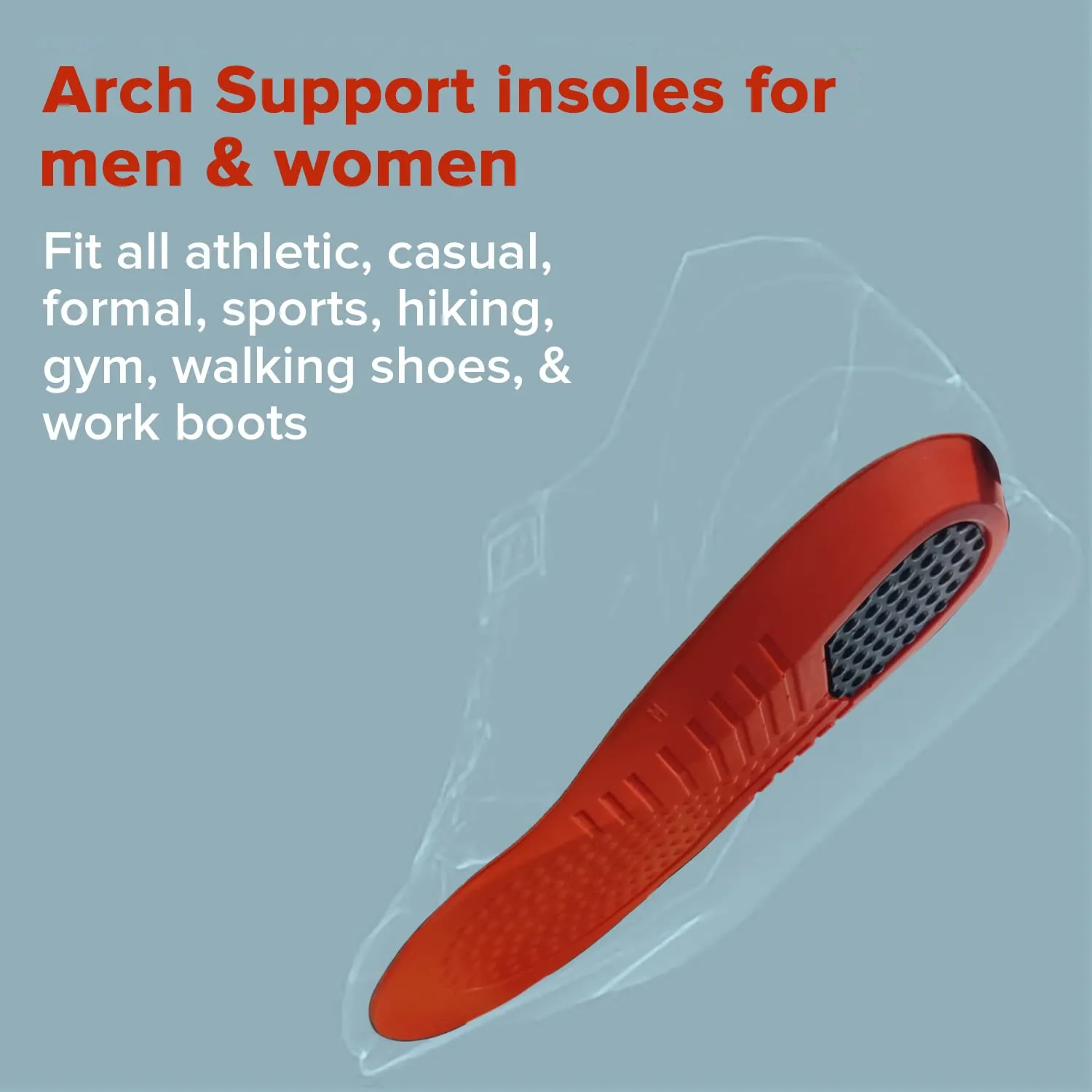 Dr Foot Arch Support Gel Insole Pair | For All-Day Comfort | Shoe Inserts for Flat Feet, High Arch, Foot Pain | Full-Length Orthotics | For Men & Women – 1 Pair (Large Size) (Pack of 5)