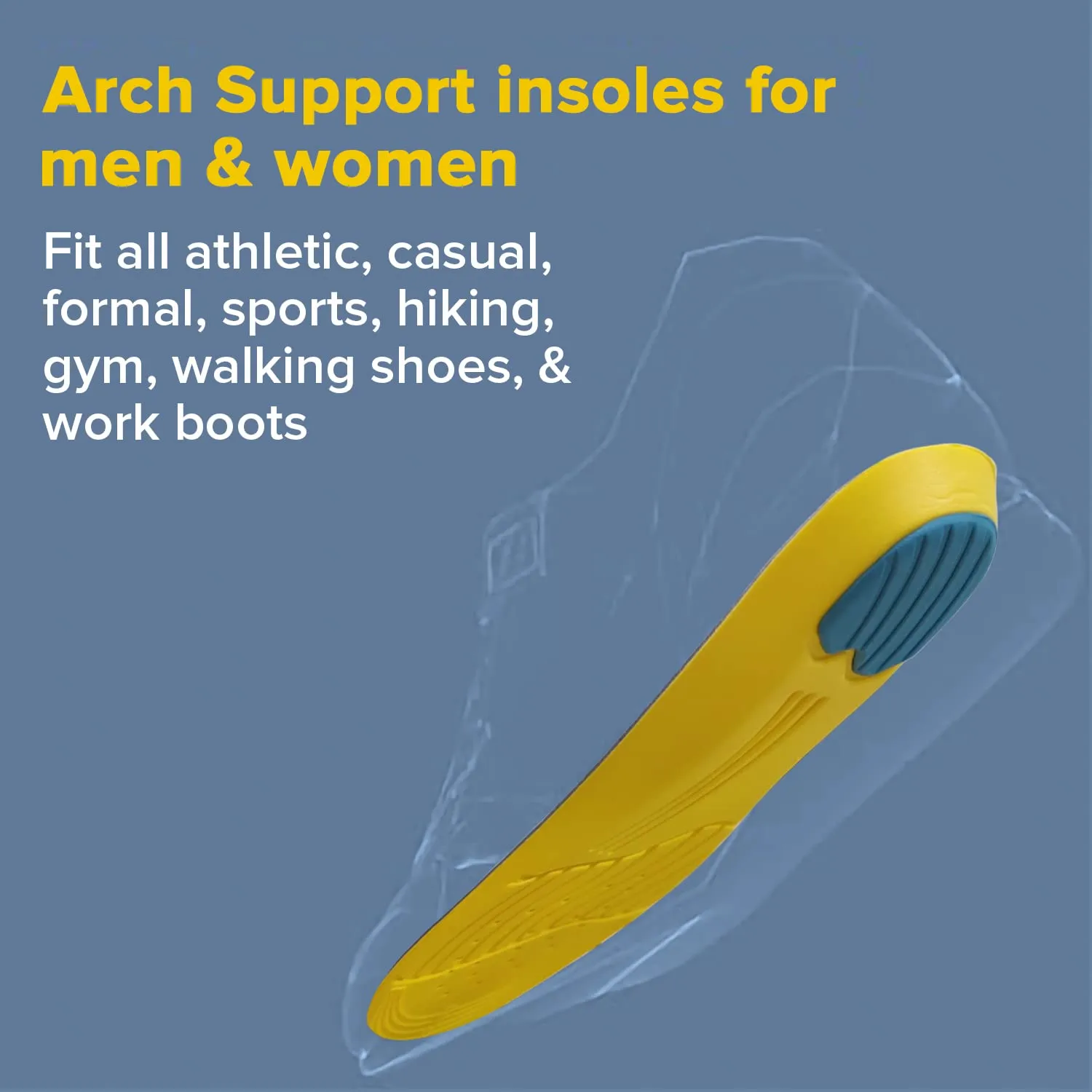 Dr Foot Gel Insoles Pair | For Walking, Running, Sports Shoes | All Day Comfort Shoe Inserts With Dual Gel Technology | Ideal Full-Length Sole For Every Shoe For Unisex- 1 Pair (Size - L) (Pack of 2)