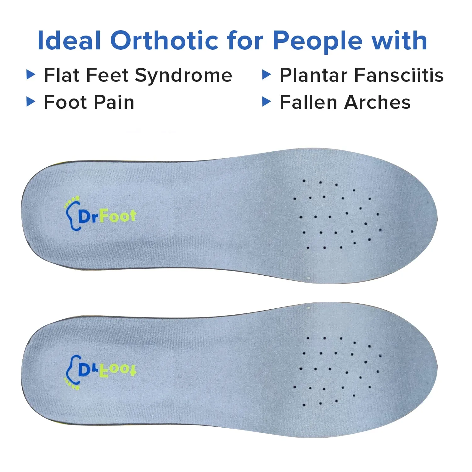 Dr Foot Gel Insoles Pair | For Walking, Running, Sports Shoes | All Day Comfort Shoe Inserts With Dual Gel Technology | Ideal Full-Length Sole For Every Shoe For Unisex- 1 Pair (Size - L) (Pack of 3)