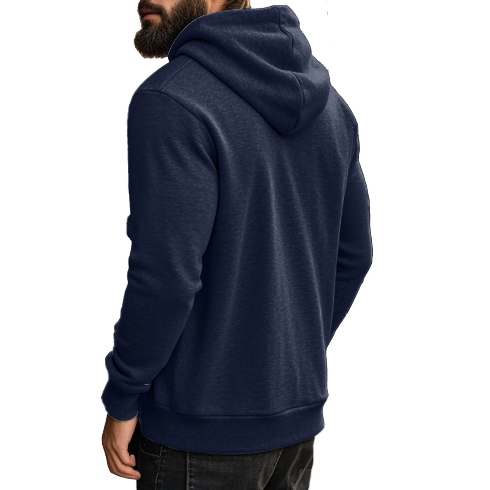 Men's Solid Color Zipper Hooded Sweatshirt 71735664Y