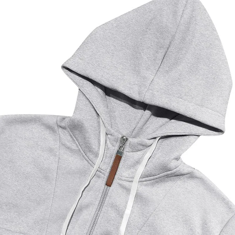 Men's Solid Color Zipper Hooded Sweatshirt 71735664Y