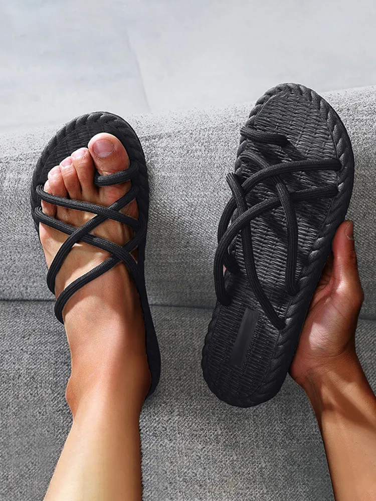 Non-Slip Crossover Strap Slippers