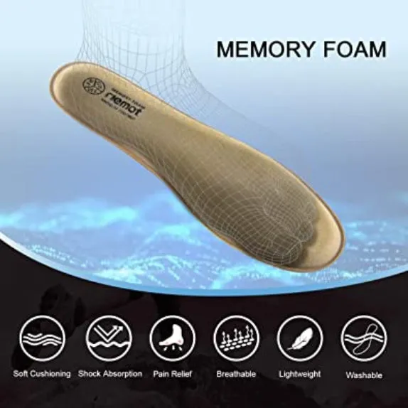 Riemot | Memory Foam Insoles Super Soft Replacement Innersoles for Running Shoes Work | Khaki