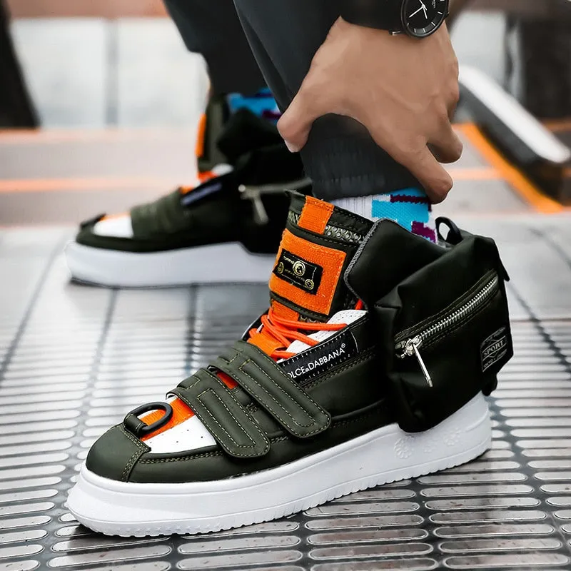 Unique Detachable Pocketed High Top Sneakers