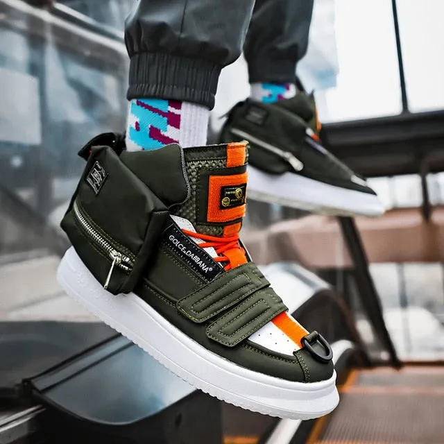 Unique Detachable Pocketed High Top Sneakers