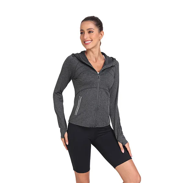 Women's Hooded Fleece Stretch Top Pocket Sweatshirt