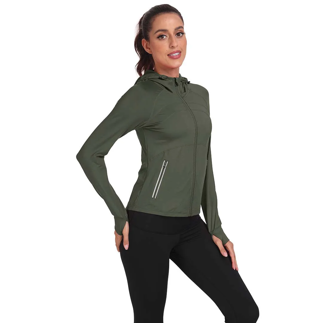 Women's Hooded Fleece Stretch Top Pocket Sweatshirt