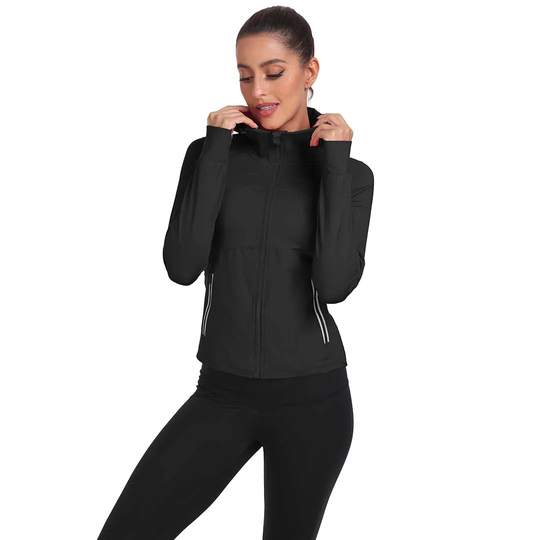 Women's Hooded Fleece Stretch Top Pocket Sweatshirt