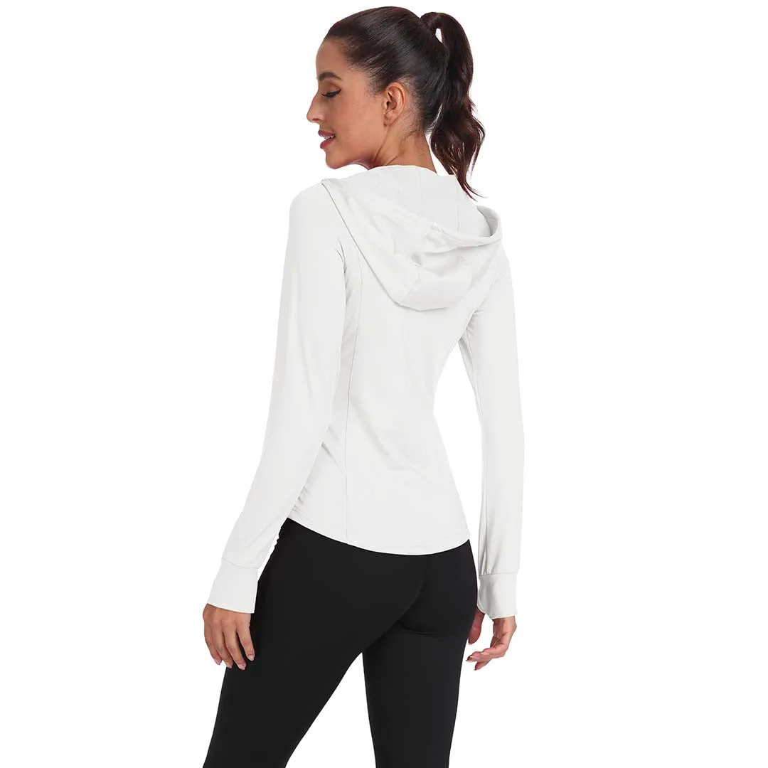 Women's Hooded Fleece Stretch Top Pocket Sweatshirt