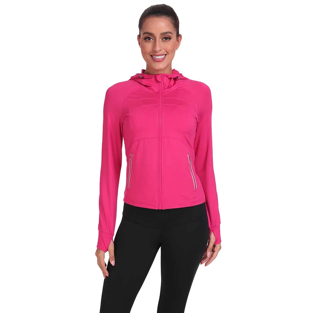 Women's Hooded Fleece Stretch Top Pocket Sweatshirt