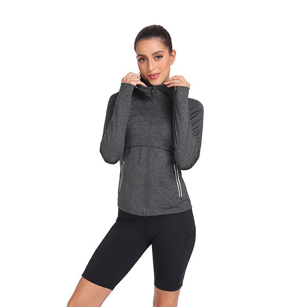 Women's Hooded Fleece Stretch Top Pocket Sweatshirt