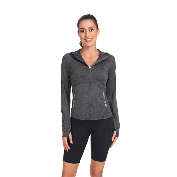 Women's Hooded Fleece Stretch Top Pocket Sweatshirt