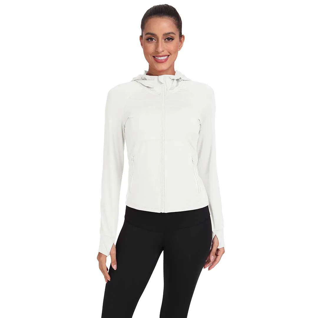 Women's Hooded Fleece Stretch Top Pocket Sweatshirt