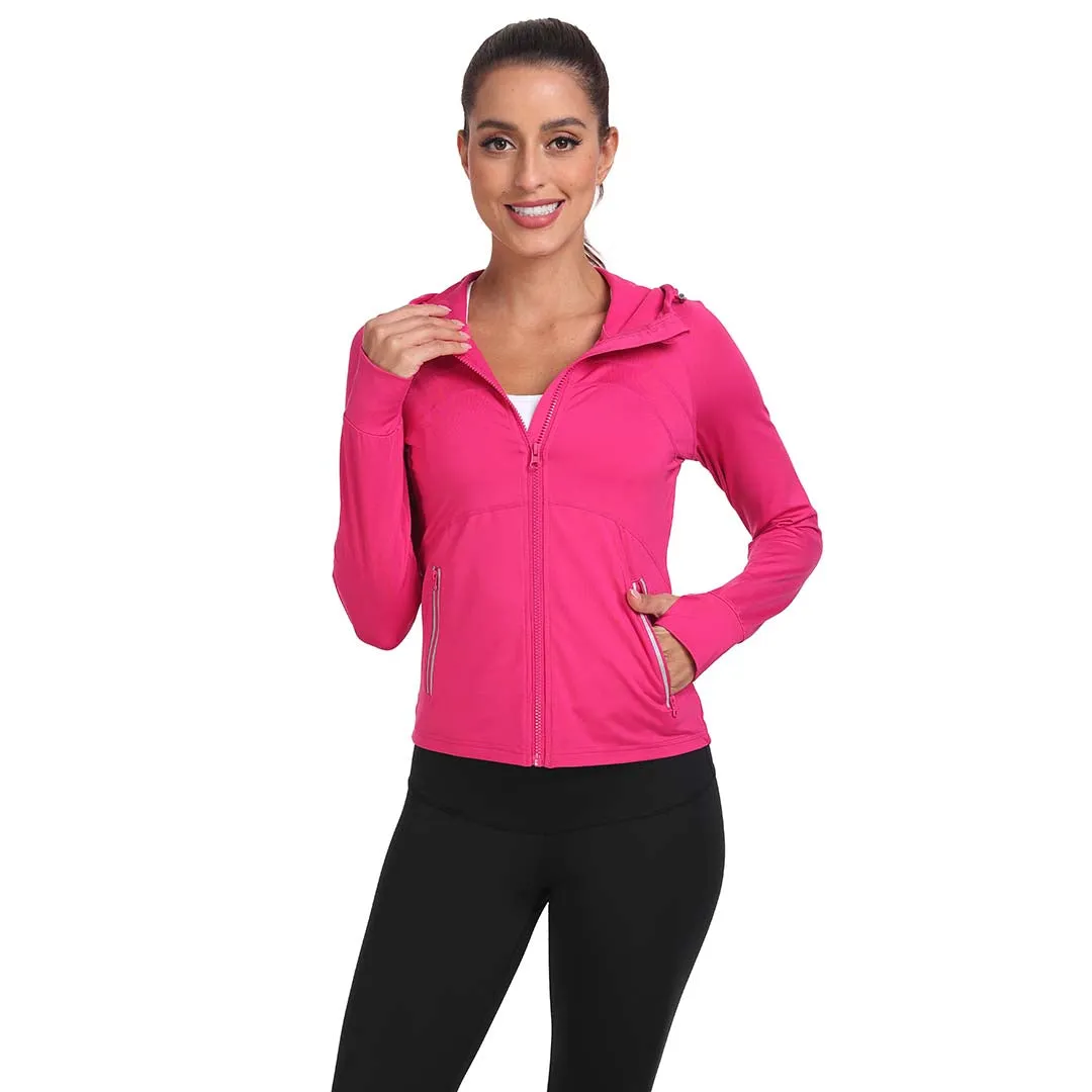 Women's Hooded Fleece Stretch Top Pocket Sweatshirt