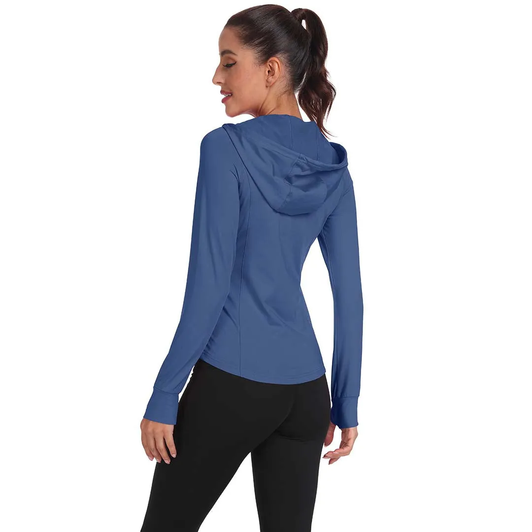 Women's Hooded Fleece Stretch Top Pocket Sweatshirt