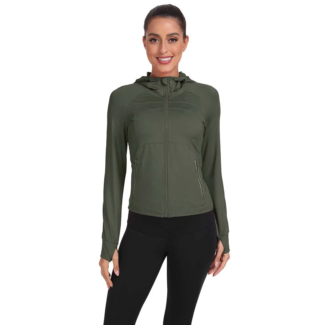 Women's Hooded Fleece Stretch Top Pocket Sweatshirt