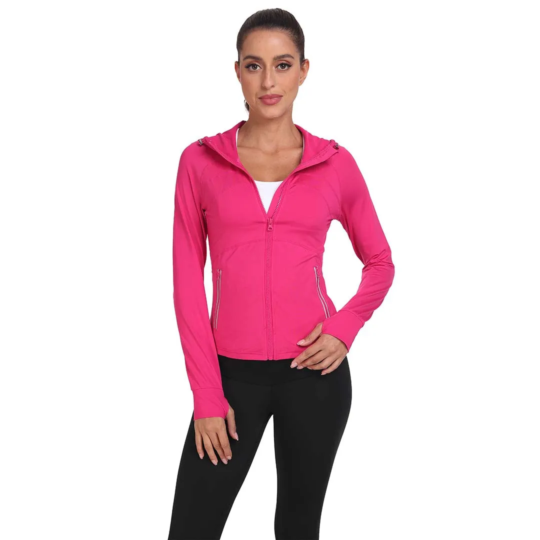 Women's Hooded Fleece Stretch Top Pocket Sweatshirt