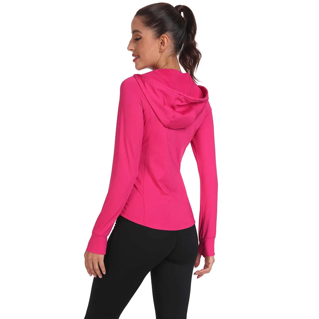 Women's Hooded Fleece Stretch Top Pocket Sweatshirt