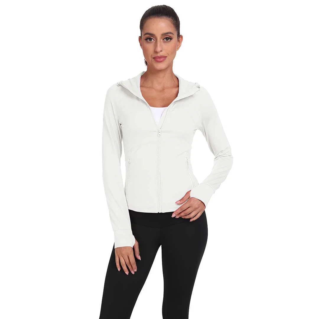 Women's Hooded Fleece Stretch Top Pocket Sweatshirt