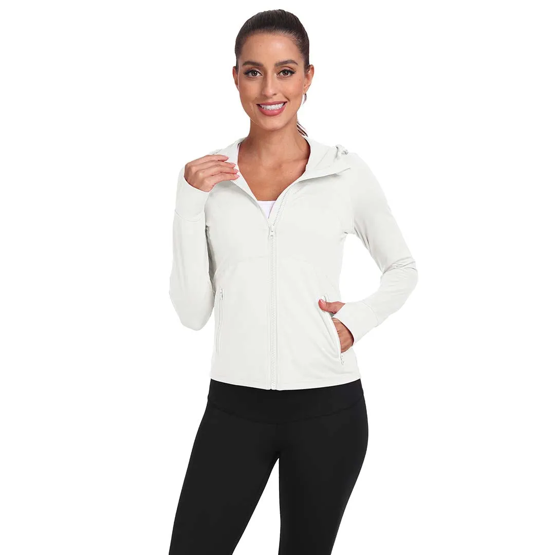 Women's Hooded Fleece Stretch Top Pocket Sweatshirt