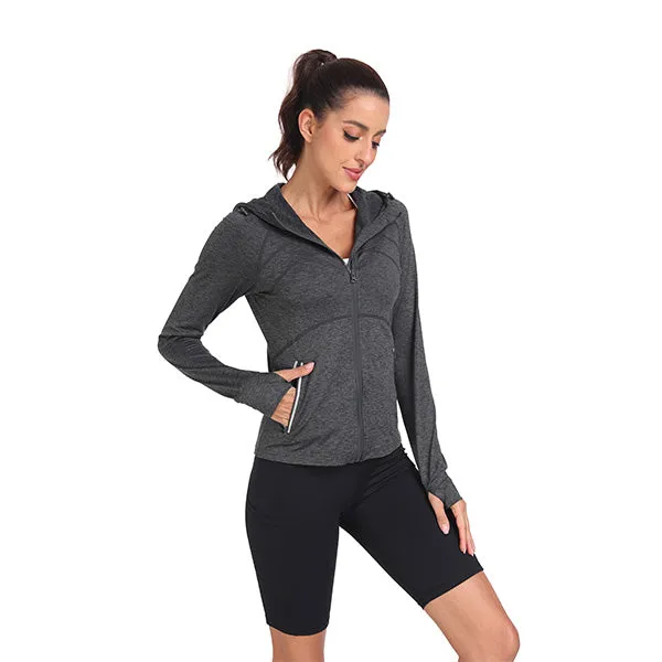 Women's Hooded Fleece Stretch Top Pocket Sweatshirt