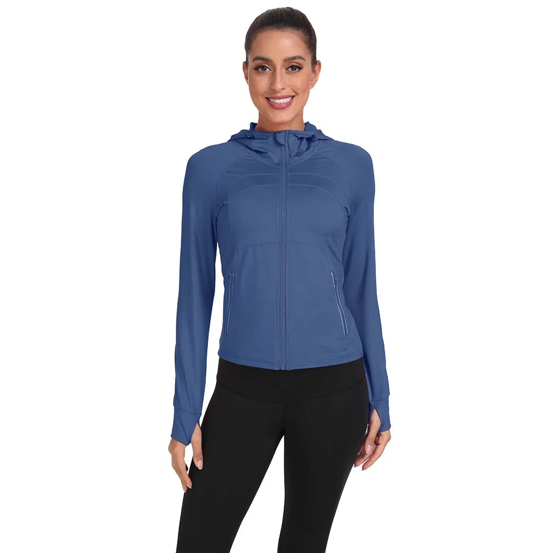 Women's Hooded Fleece Stretch Top Pocket Sweatshirt