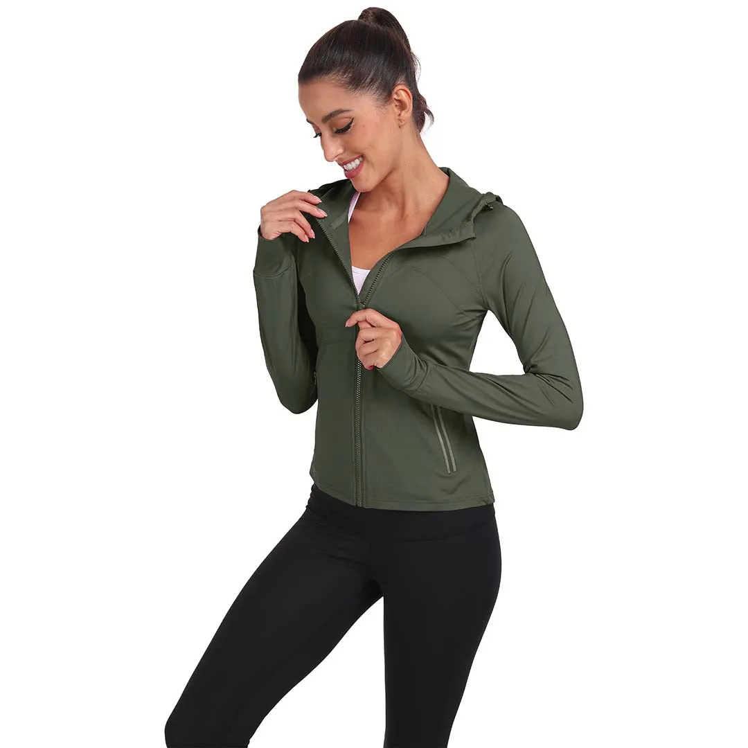 Women's Hooded Fleece Stretch Top Pocket Sweatshirt