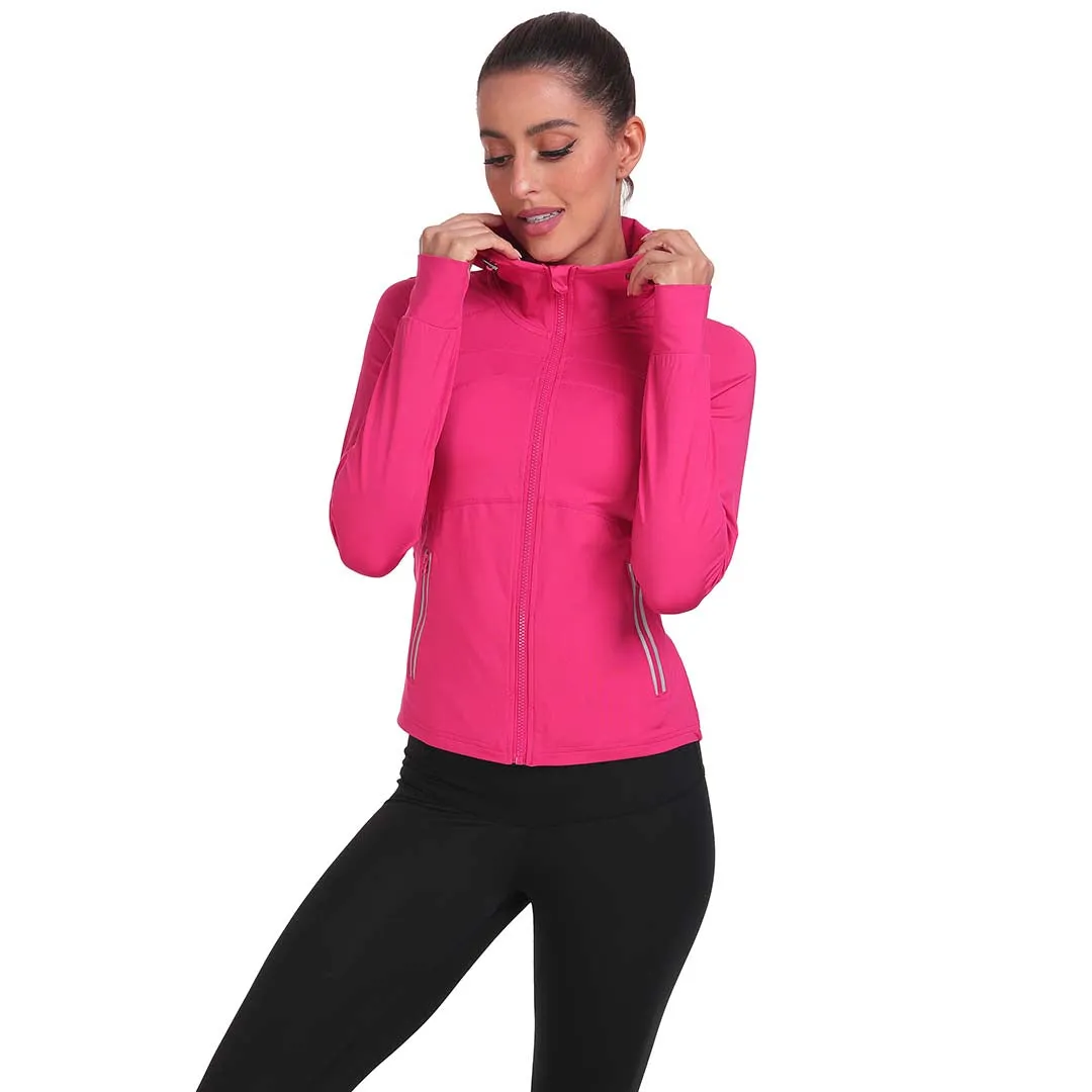 Women's Hooded Fleece Stretch Top Pocket Sweatshirt